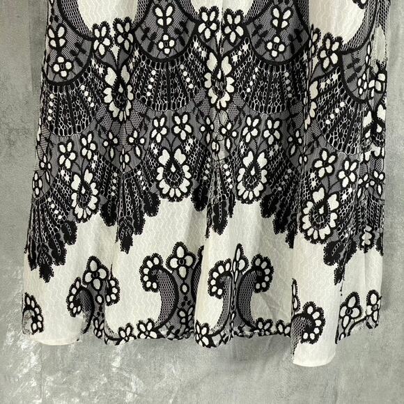 KENSIE Women's Black-White Sleeveless Halter Illusion Lace Embroidered Dress - Picture 6 of 11